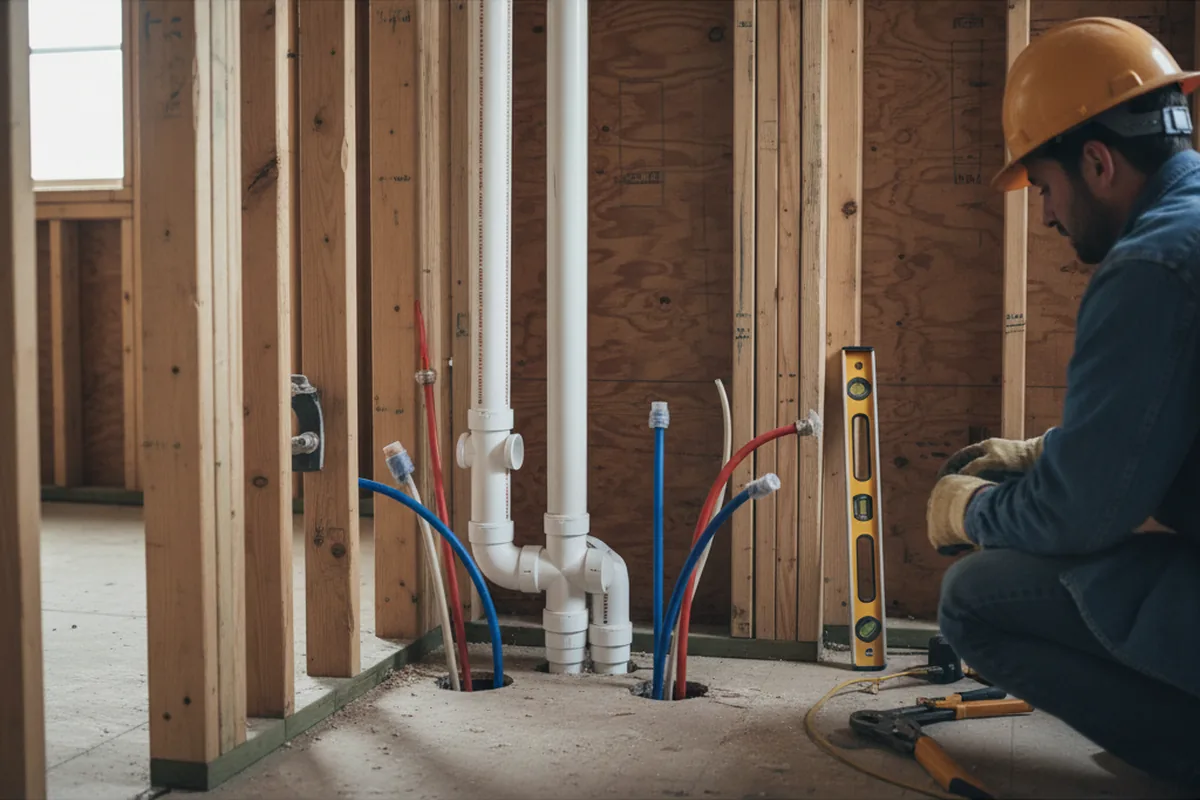 Drain and supply rough-in during Leak Detection in Whittier