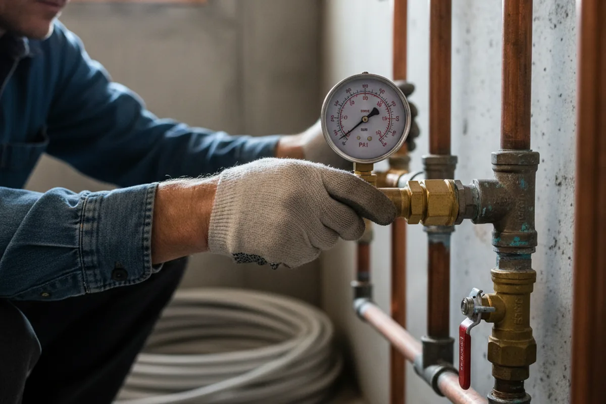Pressure testing a repaired line during Water Line Repair in Whittier